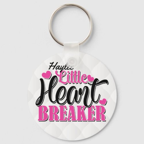 Personalized NAME Pink Little Heart Breaker Keychain
