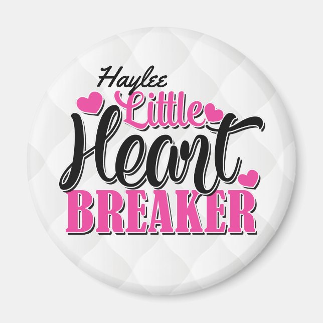 Personalized NAME Pink Little Heart Breaker Magnet (Front)
