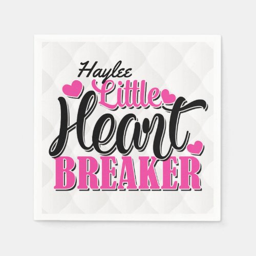 Personalized NAME Pink Little Heart Breaker Napkins