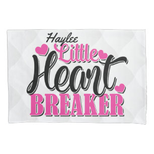 Personalized NAME Pink Little Heart Breaker Pillow Case