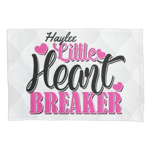 Personalized NAME Pink Little Heart Breaker Pillow Case