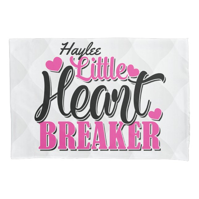 Personalized NAME Pink Little Heart Breaker Pillow Case (Front)