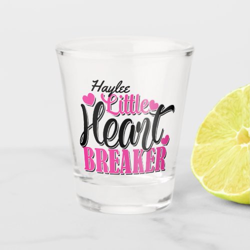 Personalized NAME Pink Little Heart Breaker Shot Glass