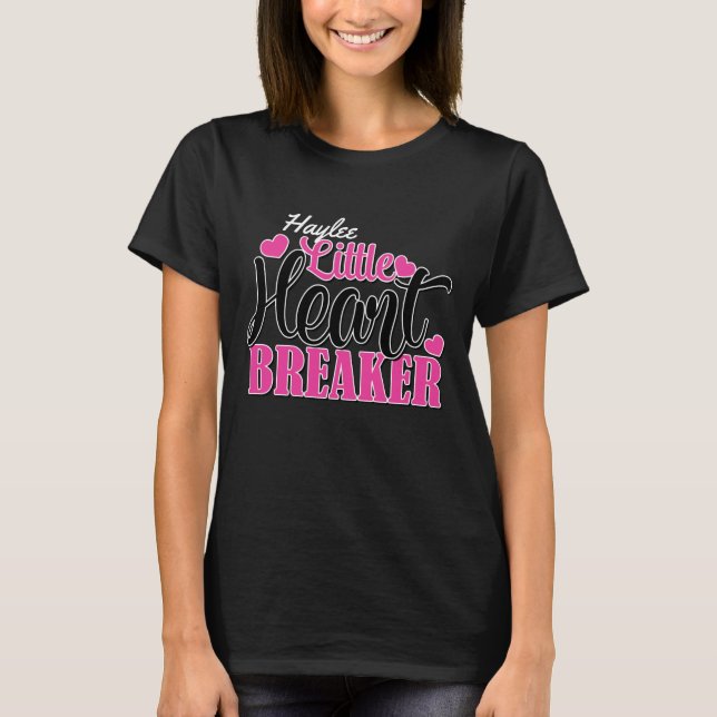 Personalized NAME Pink Little Heart Breaker T-Shirt (Front)