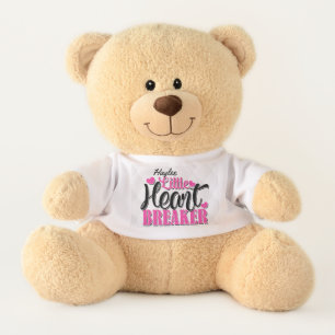 Personalized NAME Pink Little Heart Breaker Teddy Bear