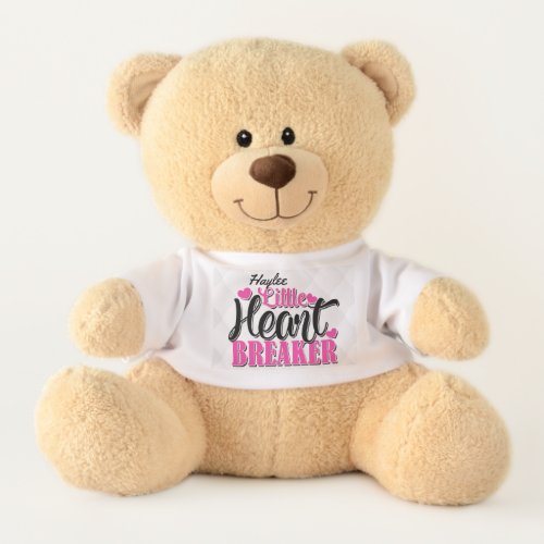 Personalized NAME Pink Little Heart Breaker Teddy Bear