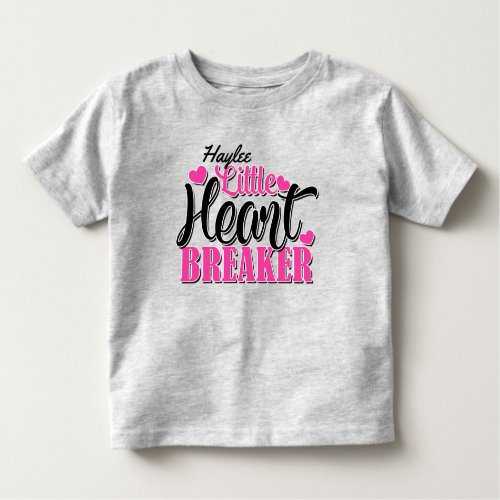 Personalized NAME Pink Little Heart Breaker Toddler T_shirt