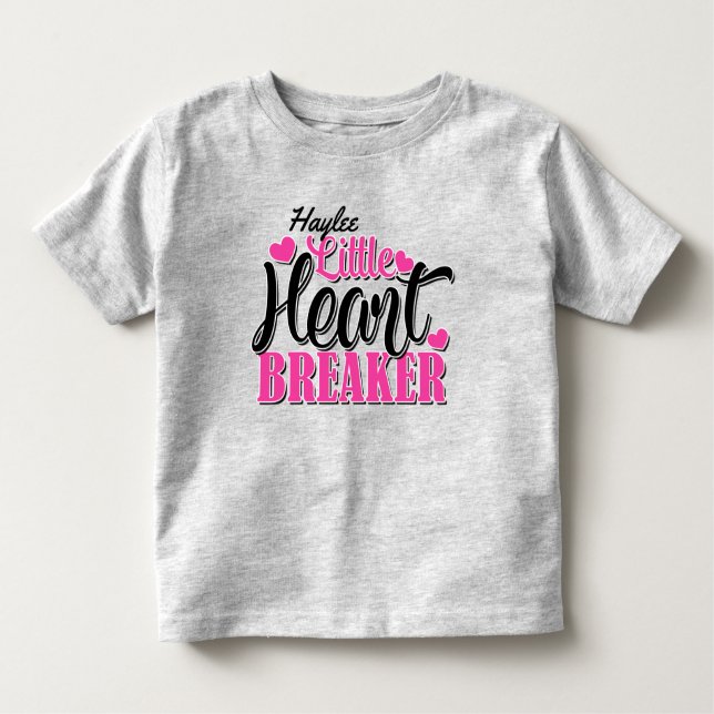 Personalized NAME Pink Little Heart Breaker Toddler T-shirt (Front)