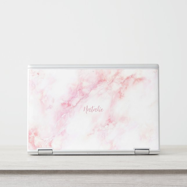 Personalized Name Pink Marble  HP Laptop Skin (Front)