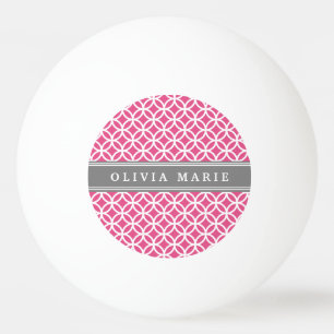 Personalized Name Pink Modern Circles Pattern Ping Pong Ball