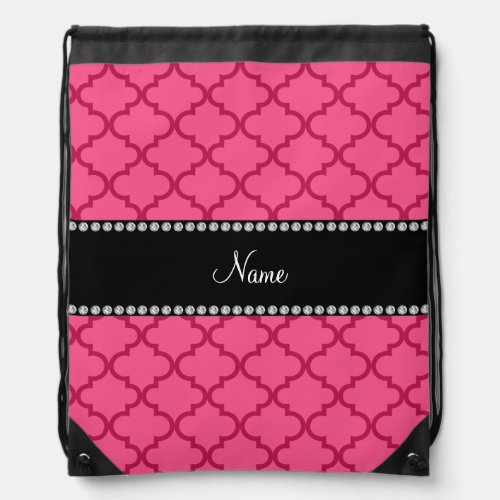 Personalized name Pink moroccan Drawstring Bag