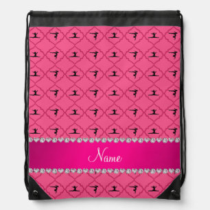 Personalized name pink moroccan gymnastics drawstring bag