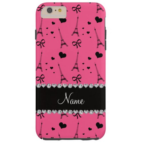 Personalized name pink paris eiffel tower tough iPhone 6 plus case