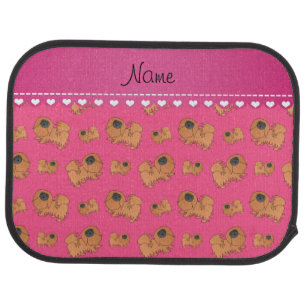 Personalized name pink Pekingese dogs Car Mat