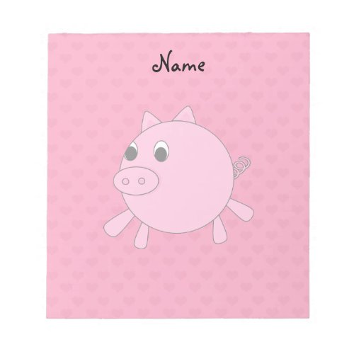 Personalized name pink pig hearts notepad