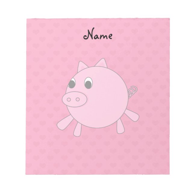 Personalized name pink pig hearts notepad (Front)