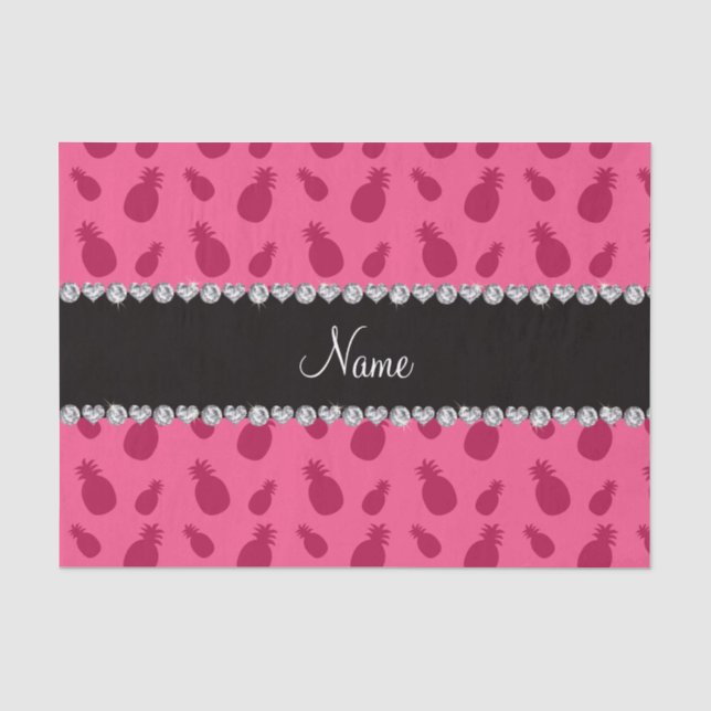 Personalized name pink pineapple pattern tissue paper (Front)