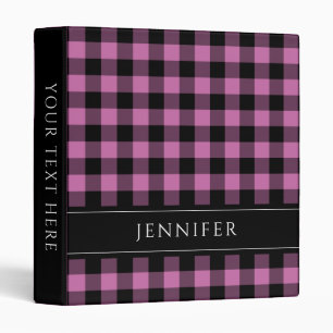 Personalized Name Pink Plaid 3 Ring Binder