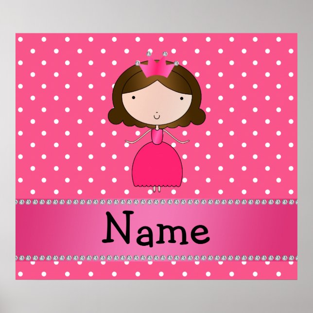 Personalized name pink princess pink polka dots poster (Front)