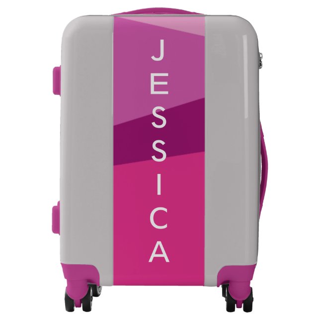 Personalized Name Pink Purple Modern Bold Unique Luggage (Front)