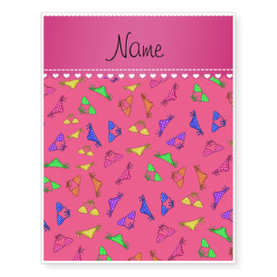 Personalized name pink rainbow bikinis temporary tattoos