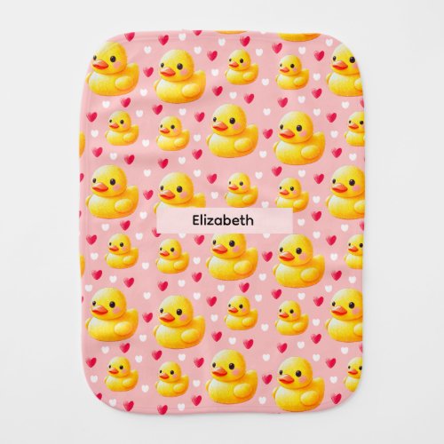 Personalized Name Pink Rubber Duck Heart