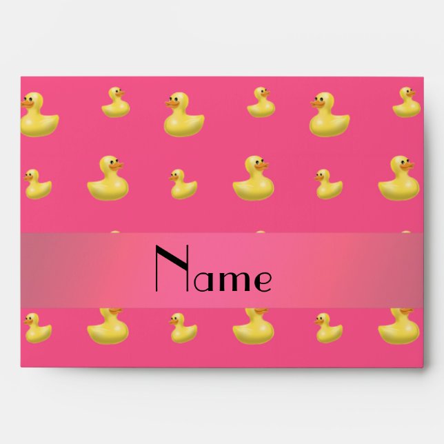 Personalized name pink rubber duck pattern envelope (Front)