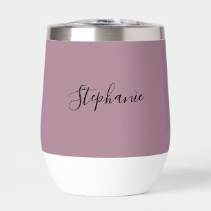 Personalized name Pink Script Monogram Thermal Wine Tumbler