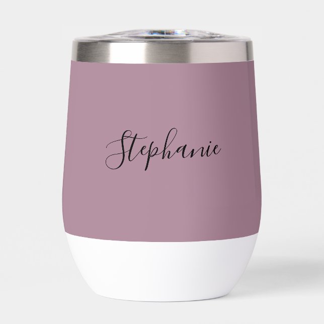 Personalized name Pink Script Monogram Thermal Wine Tumbler (Front)