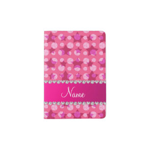 Personalized name pink stars volleyballs passport holder