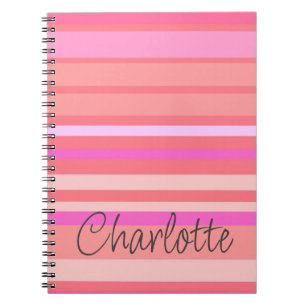 Personalized Name Pink Stripes Notebook
