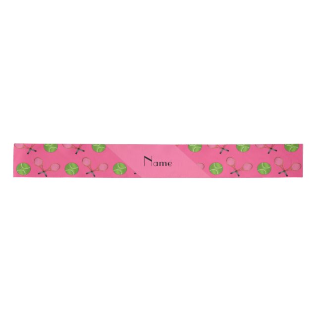 Personalized name pink tennis balls satin ribbon (Front)
