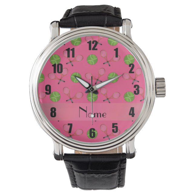 Personalized name pink tennis balls watch (Front)