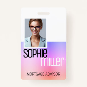 Personalized Name Pink To Purple Ombre Stylish Badge