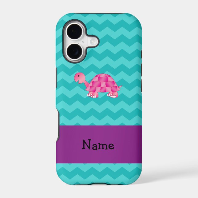 Personalized name pink turtle iphone case (Back)