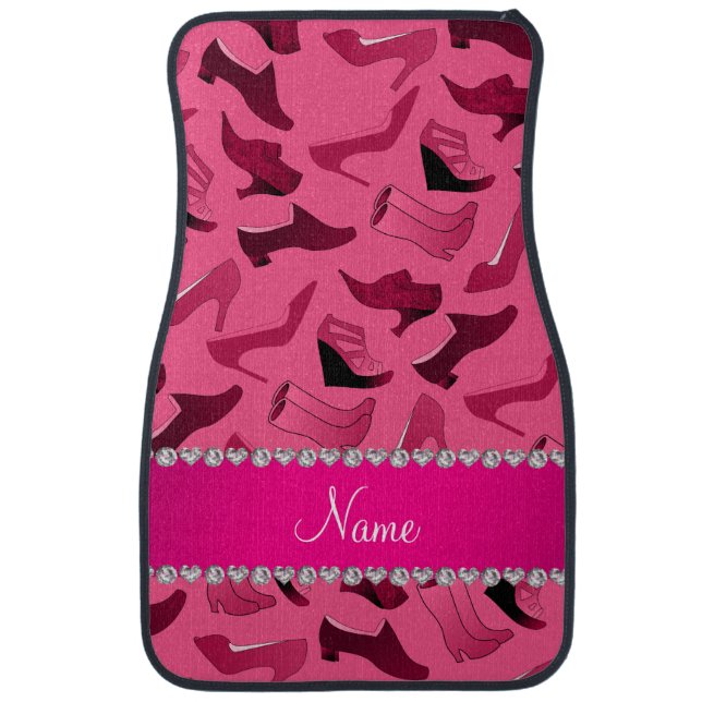 Personalized name pink women's shoes pattern car floor mat (Front)