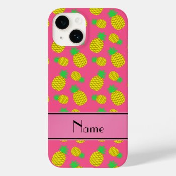 Personalized Name Pink Yellow Pineapples Case-mate Iphone 14 Case by Brothergravydesigns at Zazzle