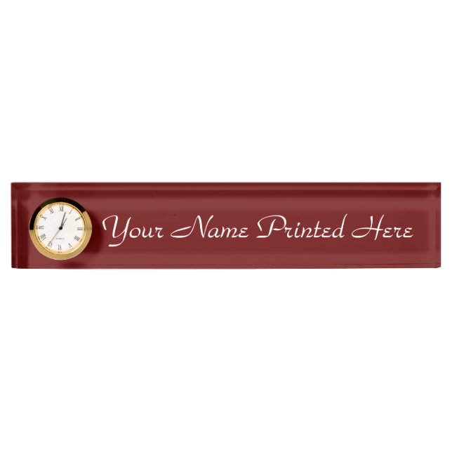 Personalized Name Plate w/Clock (Front)