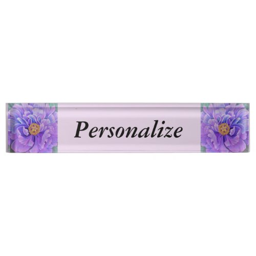 Personalized Name Plate w Clock Option _ Peony