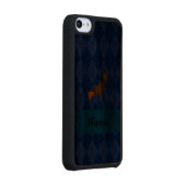 Personalized name platypus blue argyle carved wood iPhone case (Right)