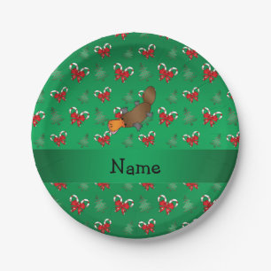 Personalized name platypus candy canes bows paper plates