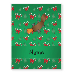 Personalized name platypus candy canes bows temporary tattoos