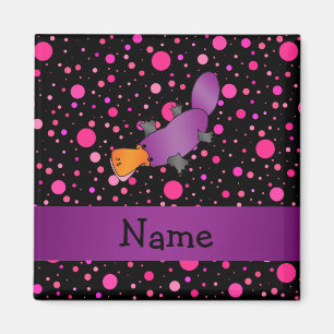 Personalized name platypus pink polka dots magnet