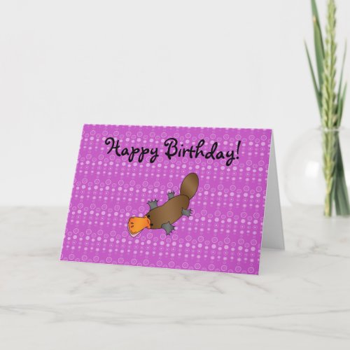 Personalized name platypus purple bubbles card