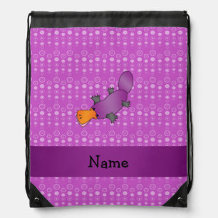 Personalized name platypus purple bubbles drawstring bag