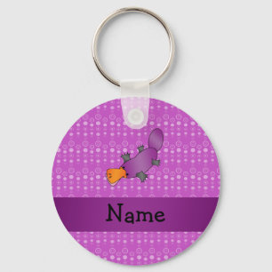 Personalized name platypus purple bubbles keychain