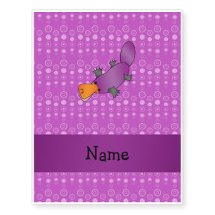 Personalized name platypus purple bubbles temporary tattoos