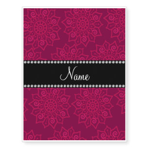 Personalized name plum purple intricate flowers temporary tattoos