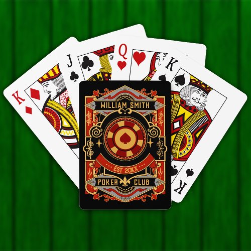 personalized Name Poker Club Game Retro Playing Cards