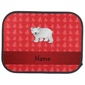 Personalized name polar bear red christmas trees car mat